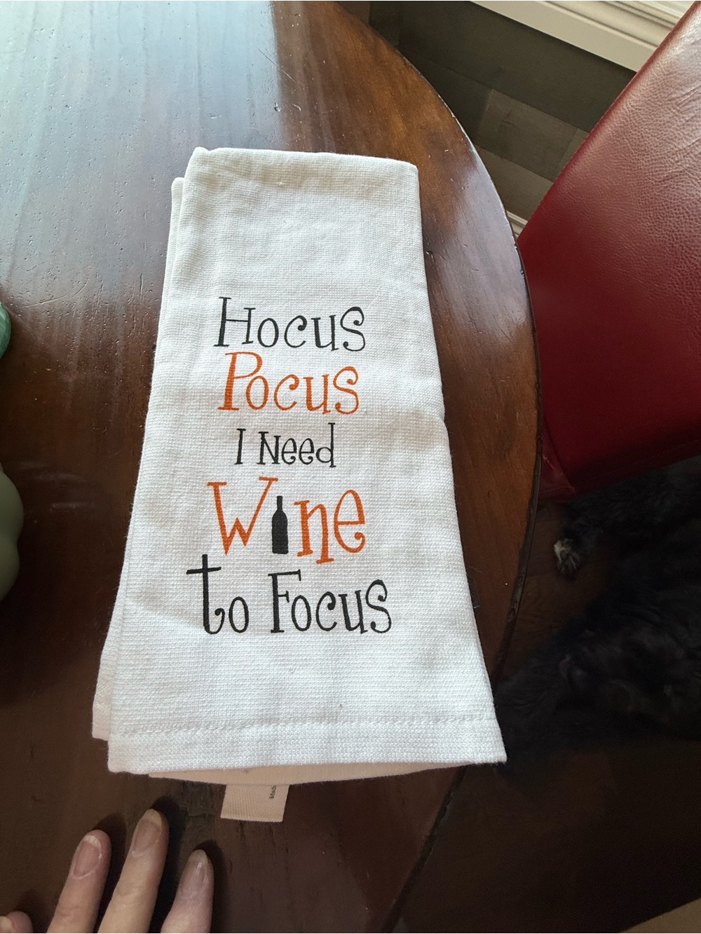 Hocus Pocus I Need Wine To Focus White Kitchen Towel